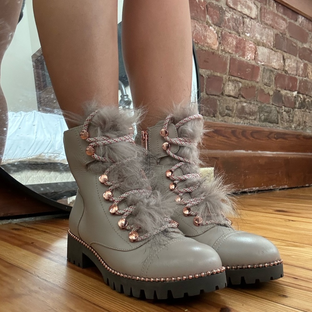 Cecelia New York fur combat boots